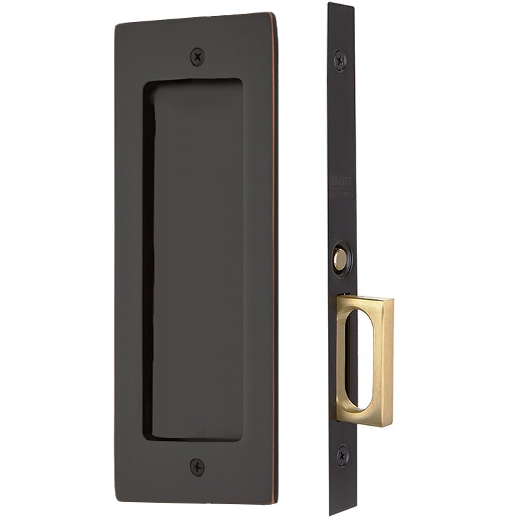 Mortise Modern Rectangular Passage Pocket Door Hardware in Oil Rubbed Bronze
