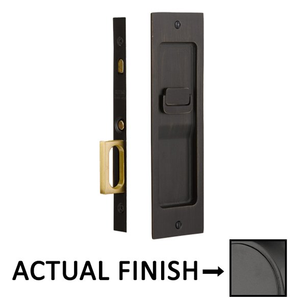 Modern Rectangular Privacy Pocket Door Mortise Lock in Flat Black