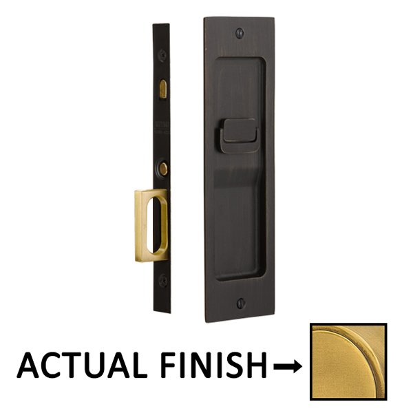 Modern Rectangular Privacy Pocket Door Mortise Lock in French Antique Brass