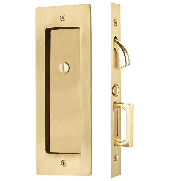 Modern Rectangular Privacy Pocket Door Mortise Lock in French Antique Brass