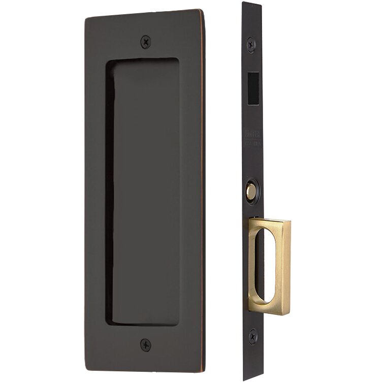 Modern Rectangular Dummy Pocket Door Mortise Lock in Oil Rubbed Bronze