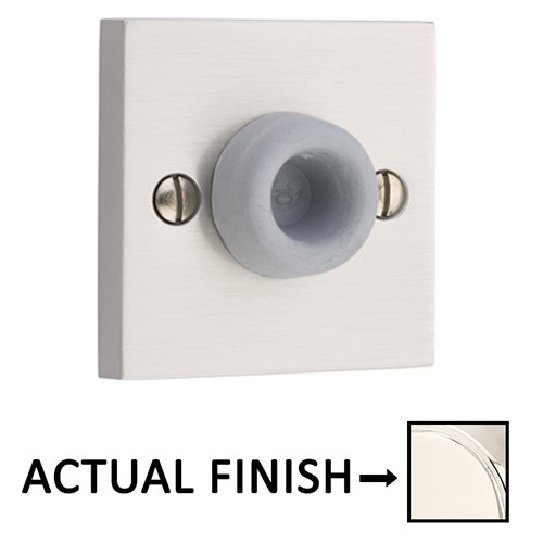 Wall Bumper with Square Rosette in Polished Nickel