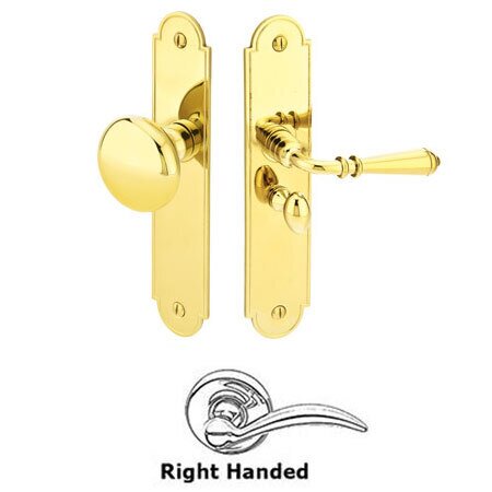 Right Hand Arch Style Screen Door Lock in Lifetime Brass