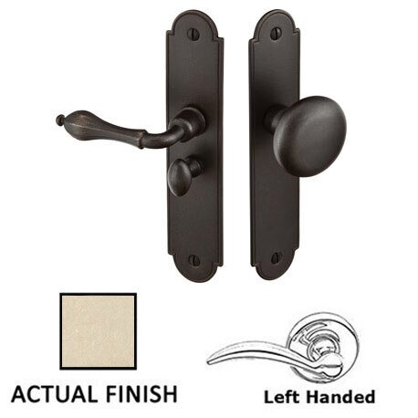 Left Hand Arch Style Screen Door Lock in Tumbled White Bronze