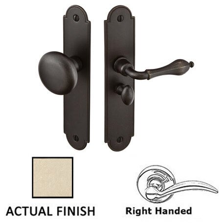 Right Hand Arch Style Screen Door Lock in Tumbled White Bronze