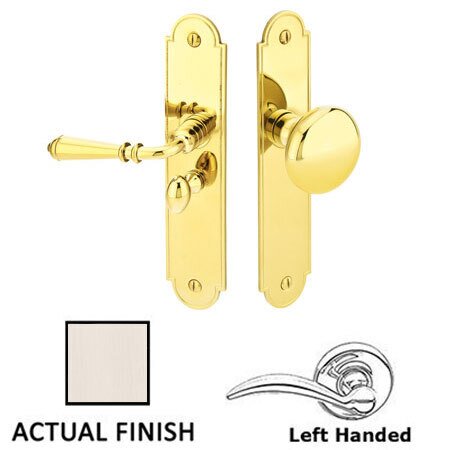 Left Hand Arch Style Screen Door Lock in Satin Nickel