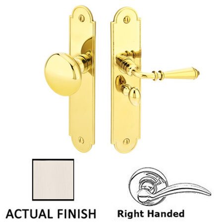 Right Hand Arch Style Screen Door Lock in Satin Nickel