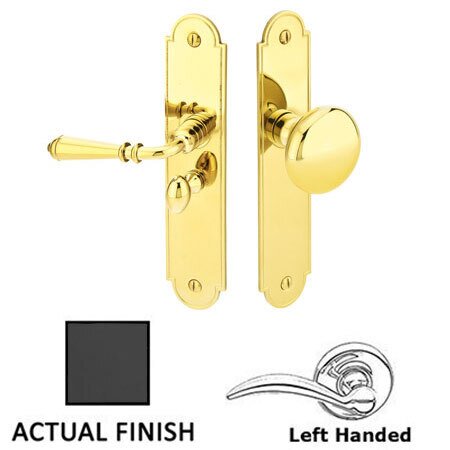 Left Hand Arch Style Screen Door Lock in Flat Black