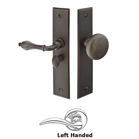 Left Hand Rectangular Style Screen Door Lock in Medium Bronze