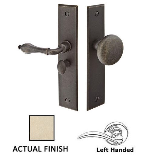 Left Hand Rectangular Style Screen Door Lock in Tumbled White Bronze