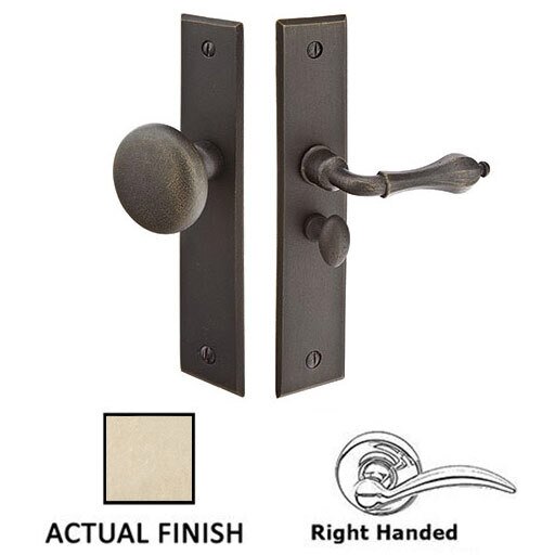 Right Hand Rectangular Style Screen Door Lock in Tumbled White Bronze