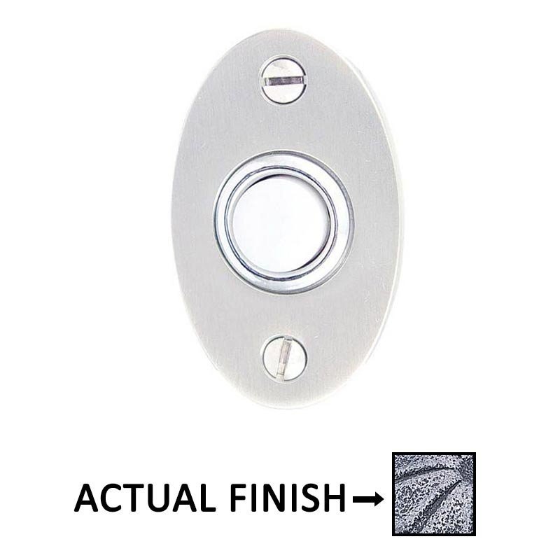 Illuminated Small Oval Door Bell in Tumbled White Bronze