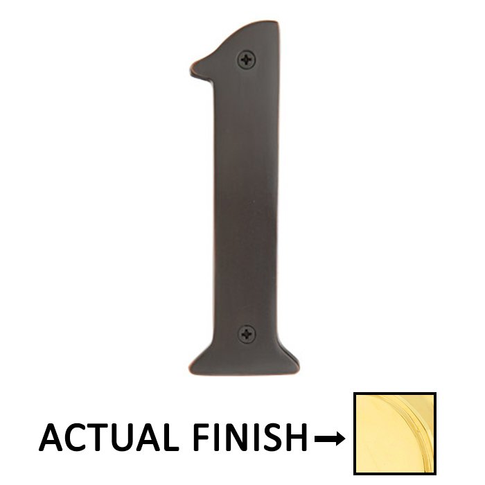 #1 Brass 5 1/2" House Number in Unlacquered Brass