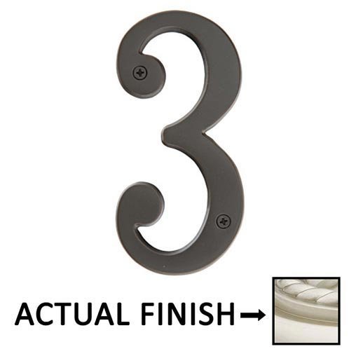 #3 Brass 5 1/2" House Number in Satin Nickel