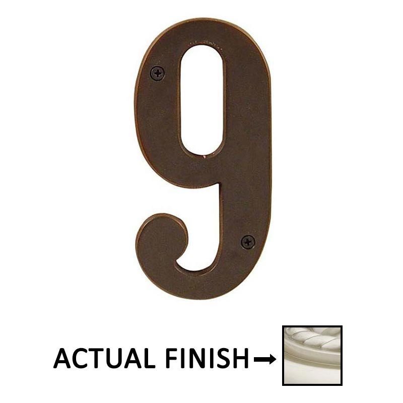 #9 Brass 5 1/2" House Number in Satin Nickel