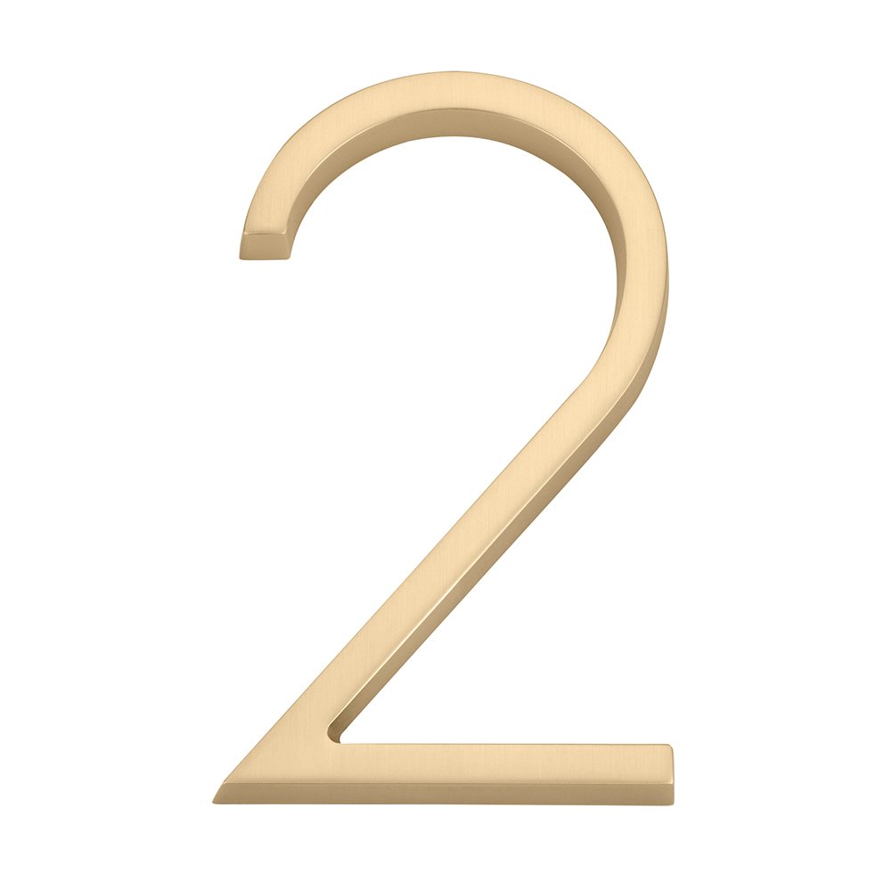#2 Modern House Number in Satin Brass