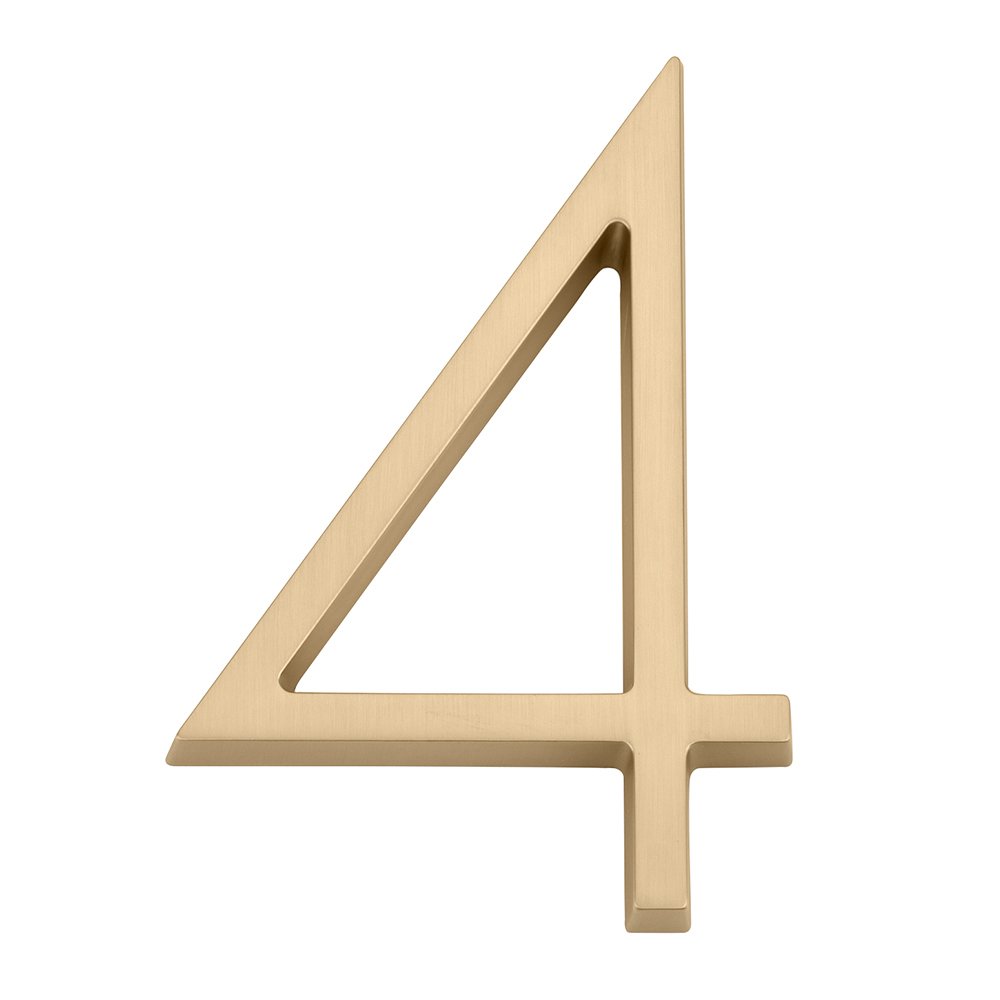 #4 Modern House Number in Satin Brass