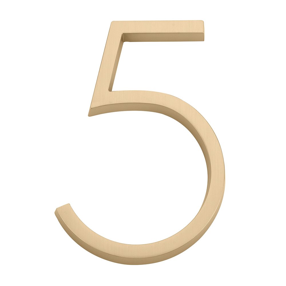 #5 Modern House Number in Satin Brass
