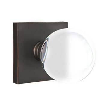 Single Dummy Bristol Door Knob with Square Rose in Oil Rubbed Bronze