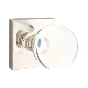 Single Dummy Bristol Door Knob with Square Rose in Polished Nickel