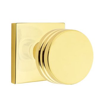 Single Dummy Bern Door Knob With Square Rose in Unlacquered Brass