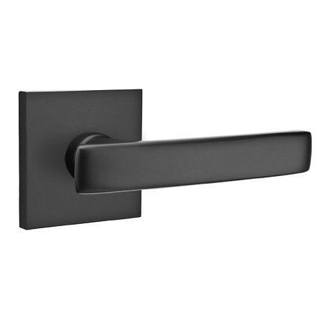 Single Dummy Right Handed Geneva Door Lever With Square Rose in Flat Black