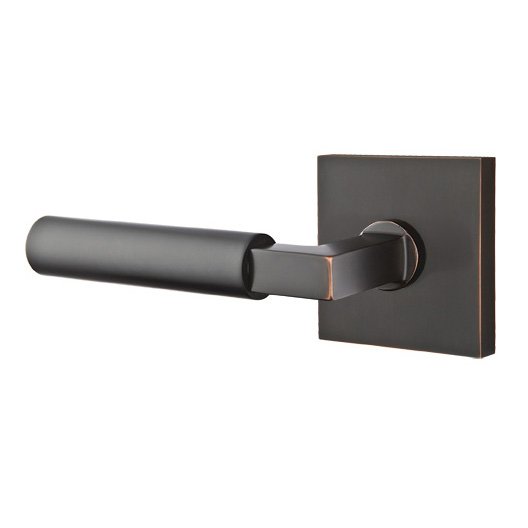 Single Dummy Left Handed Hercules Door Lever With Square Rose in Oil Rubbed Bronze