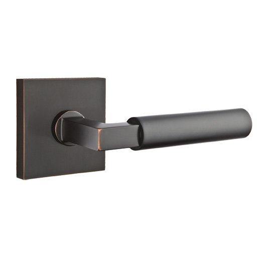 Single Dummy Right Handed Hercules Door Lever With Square Rose in Oil Rubbed Bronze