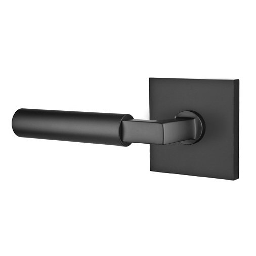 Single Dummy Left Handed Hercules Door Lever With Square Rose in Flat Black