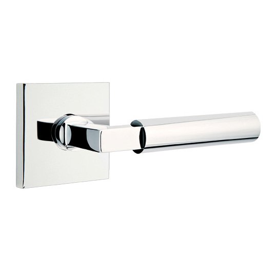 Single Dummy Right Handed Hercules Door Lever With Square Rose in Polished Chrome