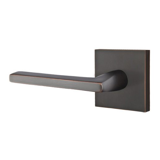 Single Dummy Left Handed Helios Door Lever With Square Rose in Oil Rubbed Bronze