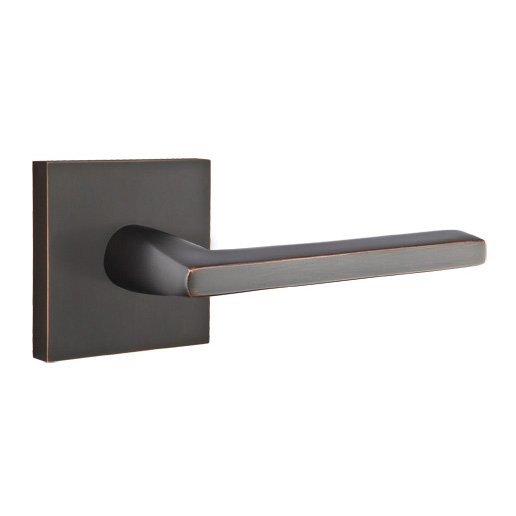 Single Dummy Right Handed Helios Door Lever With Square Rose in Oil Rubbed Bronze