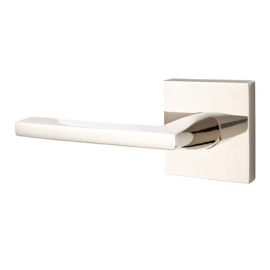 Single Dummy Left Handed Helios Door Lever With Square Rose in Polished Nickel