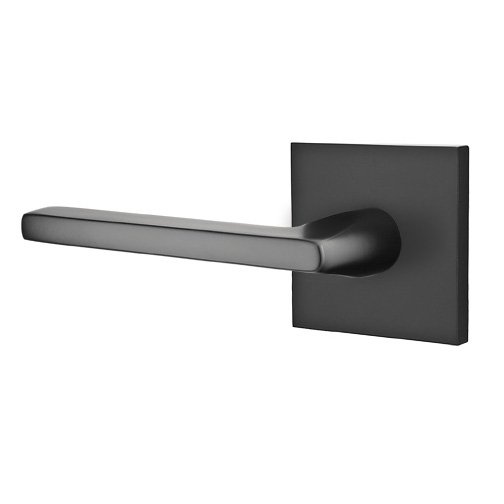 Single Dummy Left Handed Helios Door Lever With Square Rose in Flat Black