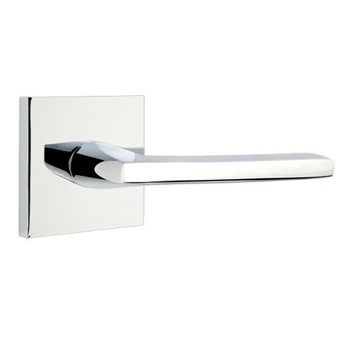 Single Dummy Right Handed Helios Door Lever With Square Rose in Polished Chrome