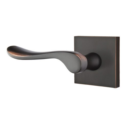 Single Dummy Left Handed Luzern Door Lever With Square Rose in Oil Rubbed Bronze
