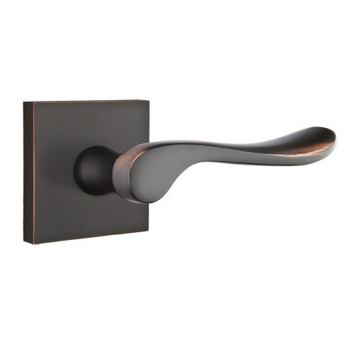 Single Dummy Right Handed Luzern Door Lever With Square Rose in Oil Rubbed Bronze