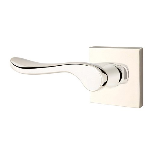 Single Dummy Left Handed Luzern Door Lever With Square Rose in Polished Nickel