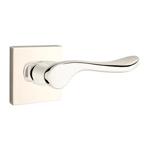 Single Dummy Right Handed Luzern Door Lever With Square Rose in Polished Nickel