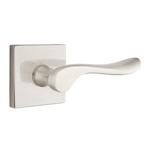 Single Dummy Right Handed Luzern Door Lever With Square Rose in Satin Nickel