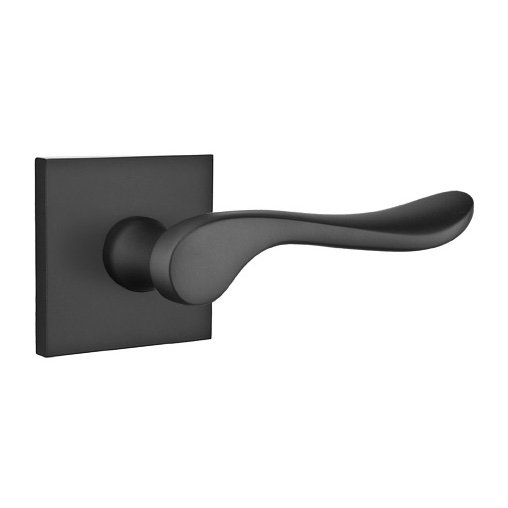 Single Dummy Right Handed Luzern Door Lever With Square Rose in Flat Black