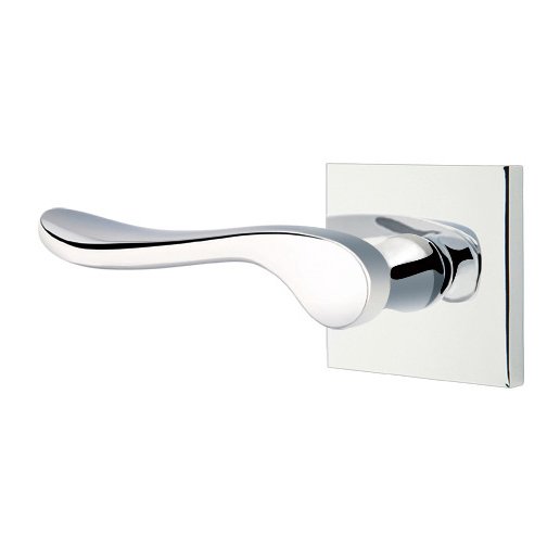 Single Dummy Left Handed Luzern Door Lever With Square Rose in Polished Chrome