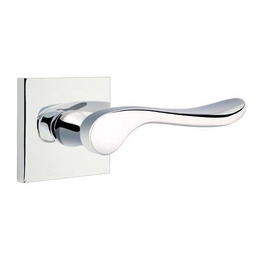 Single Dummy Right Handed Luzern Door Lever With Square Rose in Polished Chrome