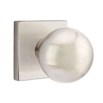Single Dummy Orb Door Knob With Square Rose in Satin Nickel