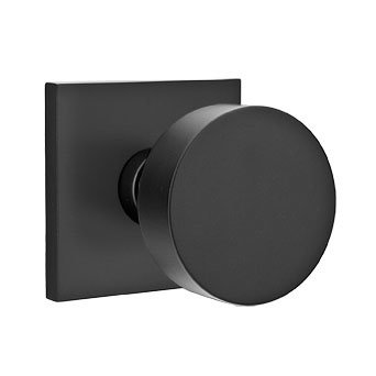 Single Dummy Round Door Knob With Square Rose in Flat Black