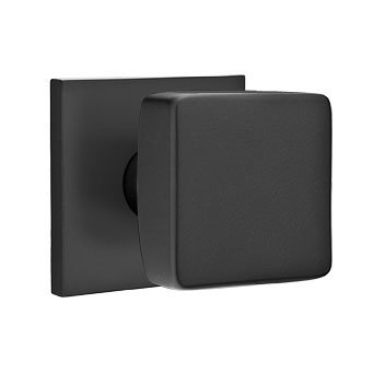 Single Dummy Square Door Knob With Square Rose in Flat Black