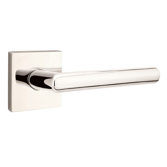 Single Dummy Right Handed Stuttgart Door Lever With Square Rose in Polished Nickel