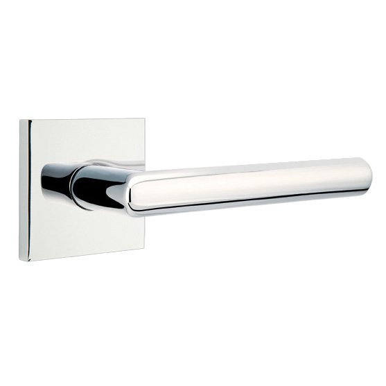 Single Dummy Right Handed Stuttgart Door Lever With Square Rose in Polished Chrome
