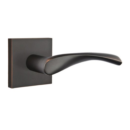 Single Dummy Right Handed Triton Door Lever With Square Rose in Oil Rubbed Bronze