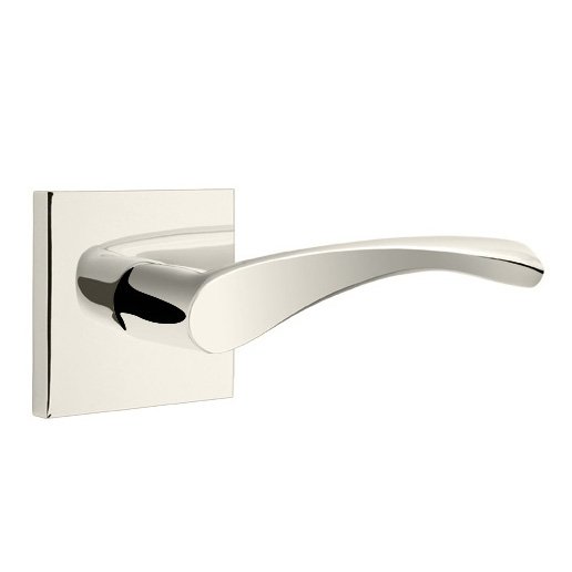Single Dummy Right Handed Triton Door Lever With Square Rose in Polished Nickel